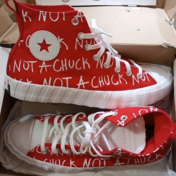 Converse Red and White High-Top Sneakers - Picture 1 of 4